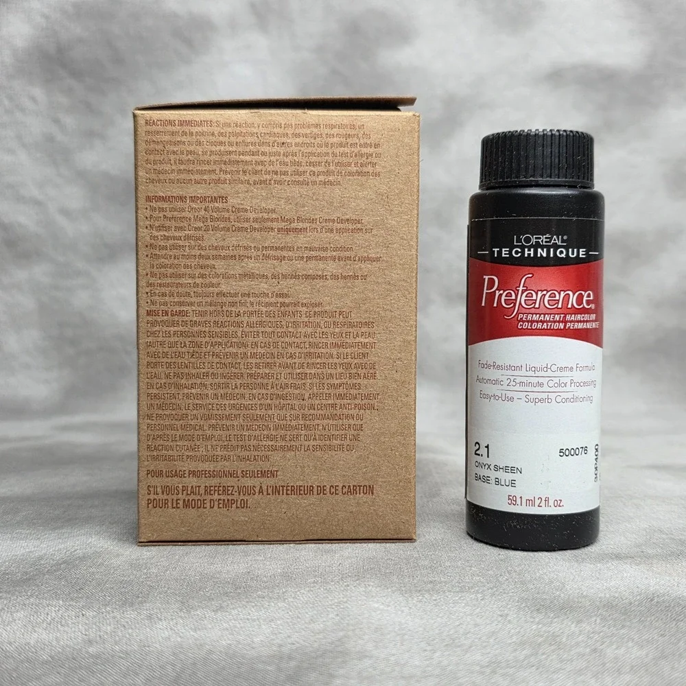 Loreal Preference 2.1 ONYX SHEEN Hair Color - FULL BOX of 6 -‎ 2 oz ea